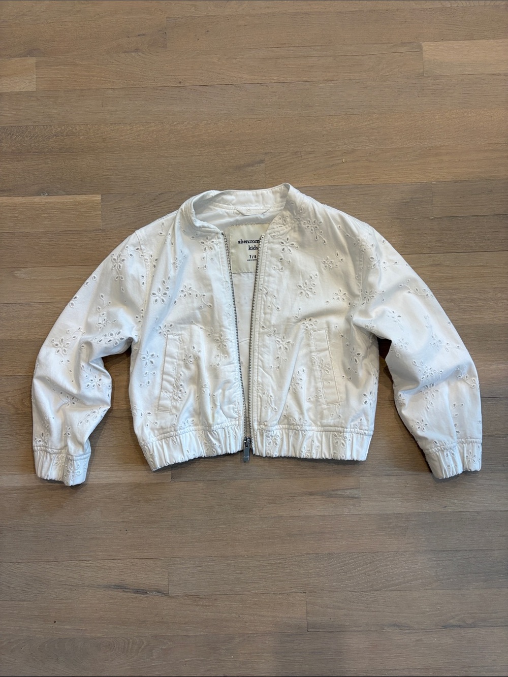 abercrombie kids White Eyelet Bomber Jacket